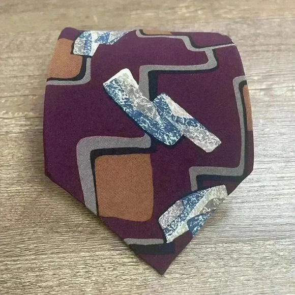 Vintage Christian Dior Men's Tie Geometric 80s 90s 100% Silk 3.5" - Picture 1 of 10